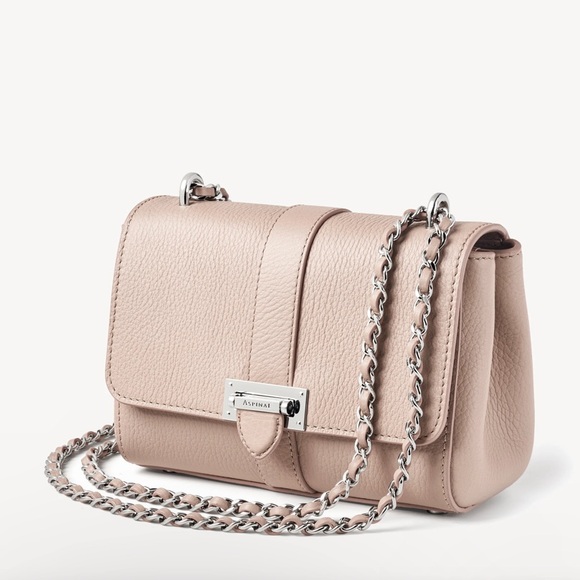 Aspinal of London Lottie Shoulder Bag in Soft Taupe Pebble - Picture 5 of 16